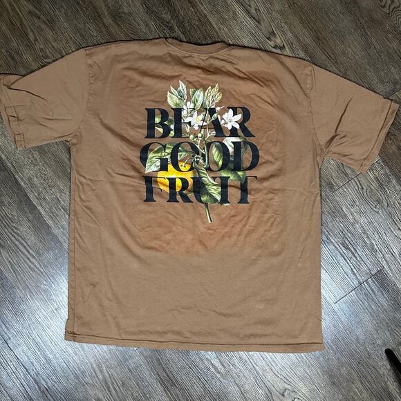 GLO GOD'S LOVE OVERCOMES Bear Good Fruit Unisex T-Shirt 2x Brown - Picture 3 of 5